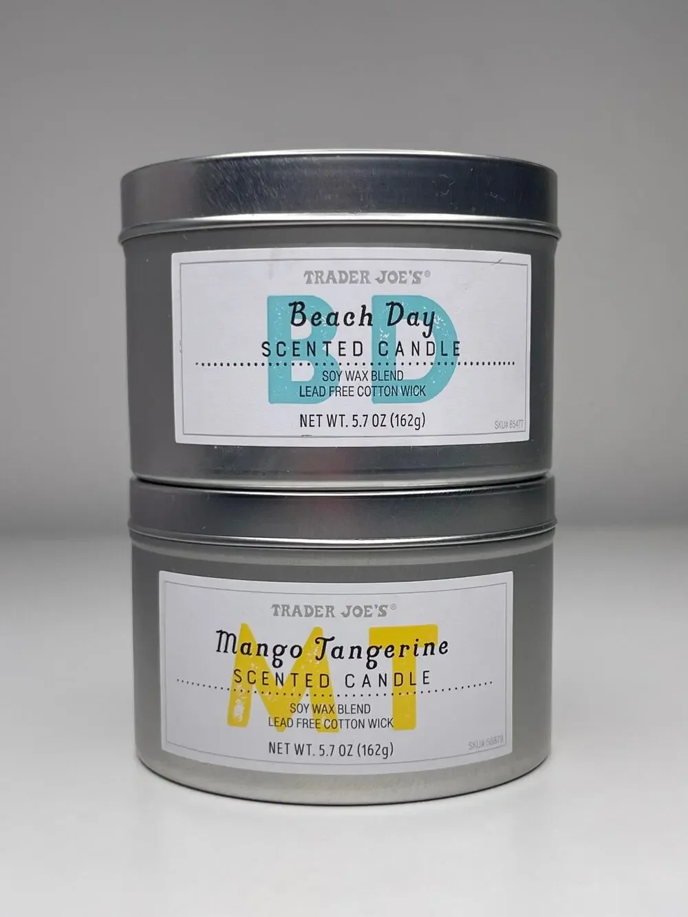 Set of 2! Trader Joe’s Mango Tangerine + Beach Day Scented Candles Soy Wax 5.7oz